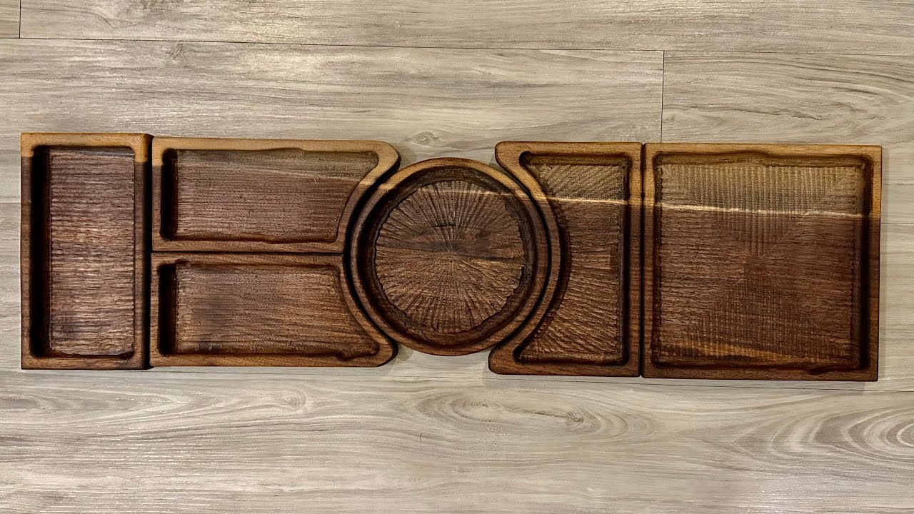 Handcrafted Walnut Serving Dishes | Continuous Grain & Hand-Carved Details