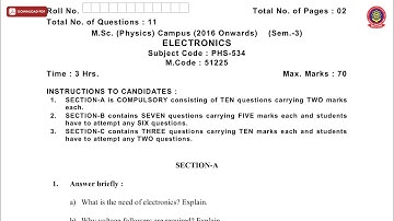 MSC PHYSICS CAMPUS 3RD SEM ELECTRONICS MAY 2019 | PTU