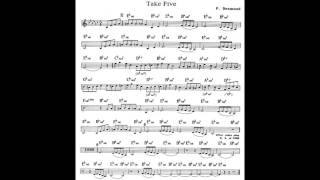 Take Five - Play along - Backing track (C key score piano - guitar) chords