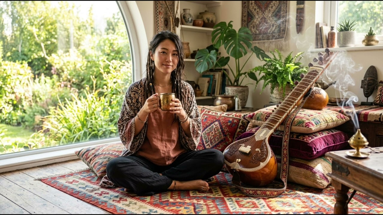 【朝のラーガ】 サンライズ・シタール・ラーガ Morning Raga | 目覚めのコーヒーと瞑想の調べ。精神を研ぎ澄ます美少女の聖なるモーニング