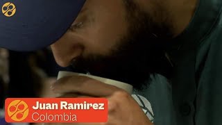 Presentación de Juan Ramírez en el campeonato mundial de catadores de café.