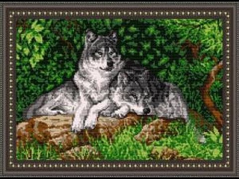 Бисерная вышивка "Пара волков" часть 2