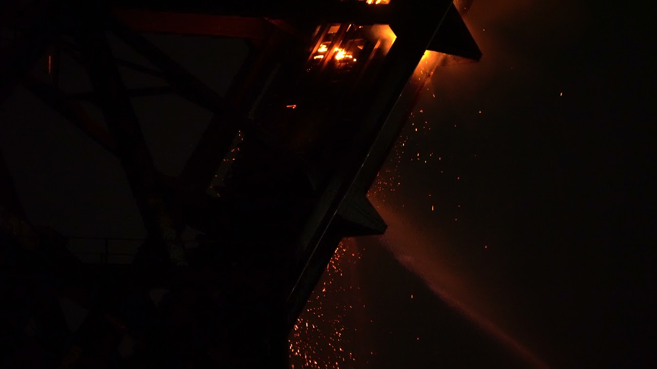 Fire at the Crook Point Bascule Bridge in Providence - 4k 24FPS
