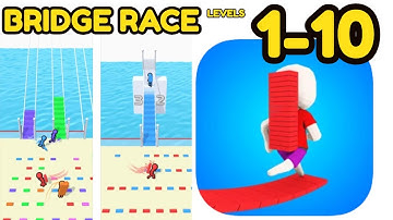 Bridge Race Game Levels 1 - 10 Gameplay Walkthrough | (iOS - Android)