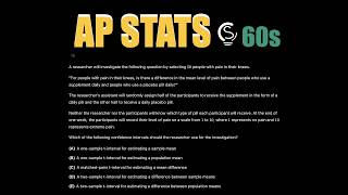 2025 AP Statistics MCQ 15 in 60s ⏱️ | Two-Sample T-Intervals