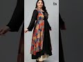 INR: 835. AKIKO Women's Plus Size Rayon Geometric Print Embroidered Anarkali Kurta (black).