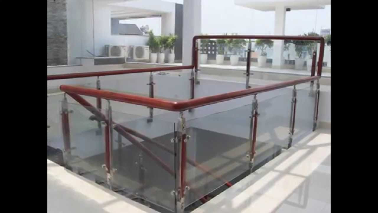 Cầu thang kính,thi công cầu thang kính,trụ đặc bắt... - youtube