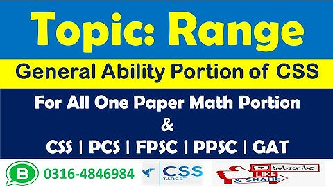 Range Problems | General Ability CSS | FPSC | PPSC | GAT | ONE PAPER MCQ