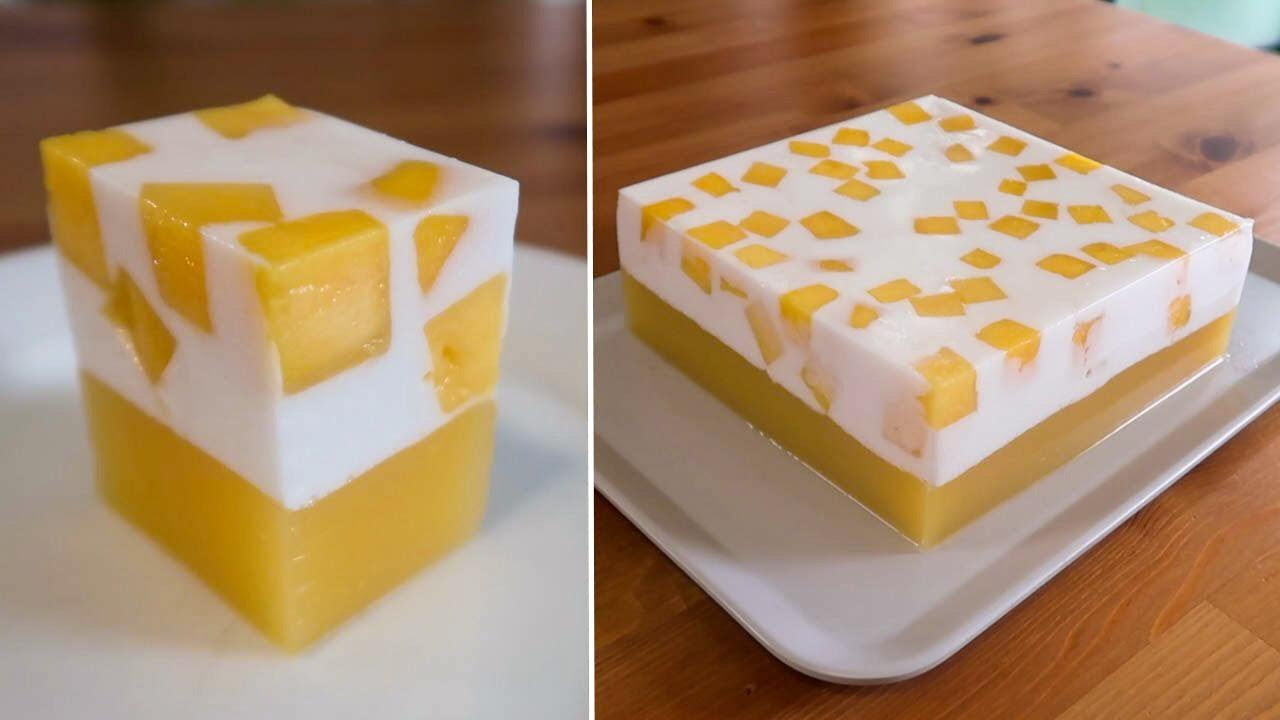 ⁣Cantik dan Segar ! Puding Lapis Santan Mangga | COCONUT MANGO PUDDING