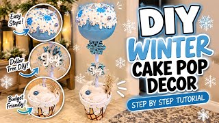 Dollar Tree Winter Wonderland Cake Pop Decor DIY | Christmas patio decoration ideas ❄️ 
