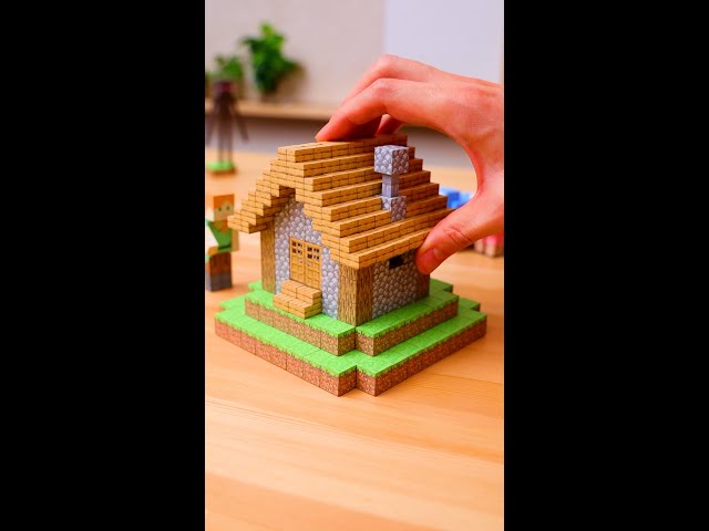 Minecraft House / Magnetic Papercraft #shorts class=