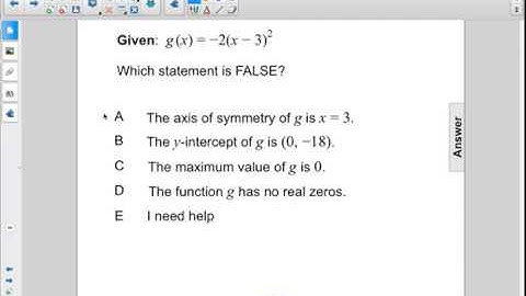 Algebra I Non Linear Functions Graph Quad Vertex Q46