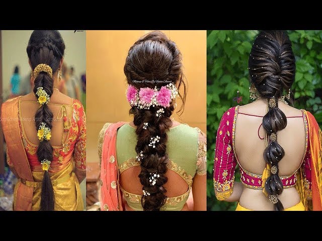 Indian Festival Hairstyle | Rolled up Fishtail Braid Hairstyle For Long  Hair - YouTube