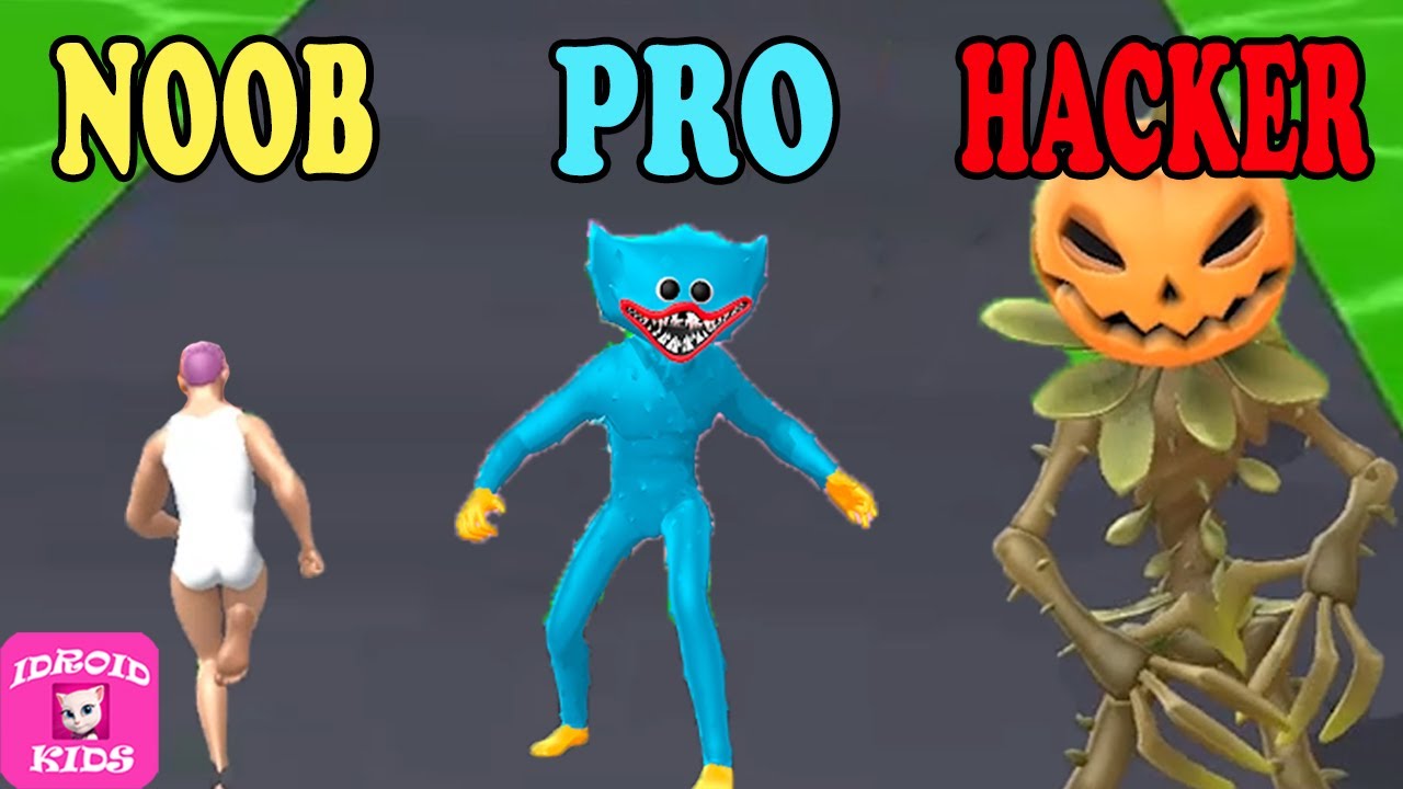 NOOB vs PRO vs HACKER - Monsters Lab Freaky Running Gameplay 