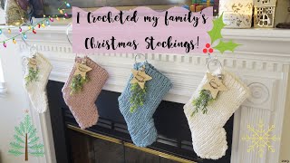 I CROCHETED MY FAMILY'S CHRISTMAS STOCKINGS - PATTERN BY DEBROSSE (THE NWEL STOCKINGS) 2019