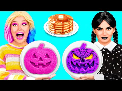 Pancake Art Challenge with Wednesday Addams | Funny Kitchen War by BaRaFun Challenge
