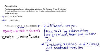 Profit Revenue Cost functions