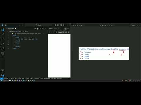 Write HTML code to create ordered list/ unordered list - YouTube