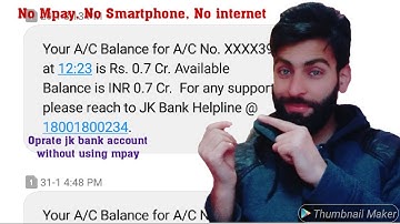 How to operate your jk bank account without using mpay or internet (2019)