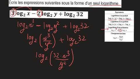 Vidéo 10 Exemple de simplification à l’aide des propriétés des logarithmes