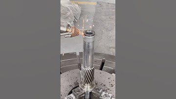 Our laser cladding machine is processing a drive shaft  #laser #lasercladding #rebuild #repairing