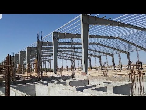 How to Install Anchor Steel Column And Steel Portal Frame Building Construction.