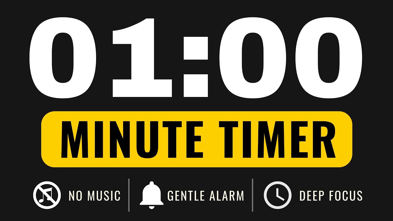 Minimal Timer 1 Minute Timer – Countdown Timer (GENTLE ALARM / NO MUSIC / MINIMAL ...
