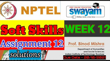 Soft skills assignment 12 solutions//Soft Skills week 12 answers//NPTEL/SWAYAM