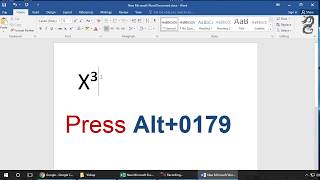 How to type cubed symbol in word