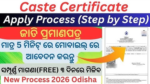 Caste Certificate Online Apply Odisha 2026 | How To Apply Caste Certificate Odisha In 2026 | Odia