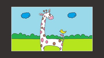 How to draw Simple Drawing / scenery drawing with giraffe/ Ms Paint Art - Creator Work Space.