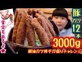 【大食い】とんかつ12本！パルテノン神殿みたいなカツ丼３キロ制限時間40分で賞金げっ豚できるか！？がんばりチャージ！【チャレンジ】