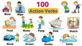 100 Action Verbs | Daily Life English Vocabulary With Examples | English Action Verbs
