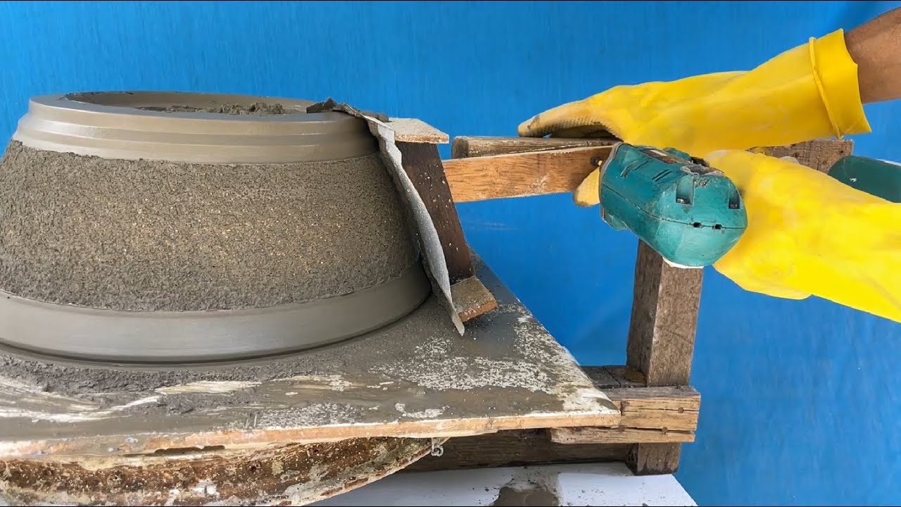 Как сделать горшок из цемента, 2 тона кожи.