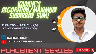Kadane'sAlgorithm|Array|DynamicProgramming|Java|MaximumSubarraySum|leetcode_53|PlacementPreparation|