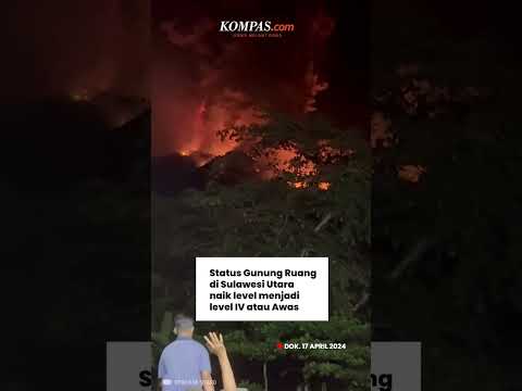 Penampakan Gunung Ruang di Sulawesi Utara Erupsi