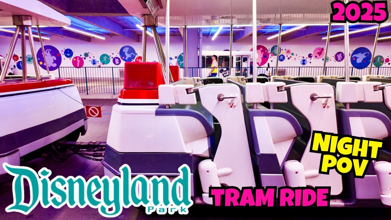 Ночная поездка на трамвае Диснейленда от первого лица | Спокойная поездка на трамвае + вид на фей...