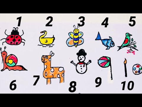 How to draw pictures using numbers | drawing with numbers 1 to 10 | Easy Animal  Drawing for Kids - YouTube