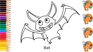 🦇 How to draw a Bat | Step by step tutorial to draw, sketch and color Bat | Pencil to Palette