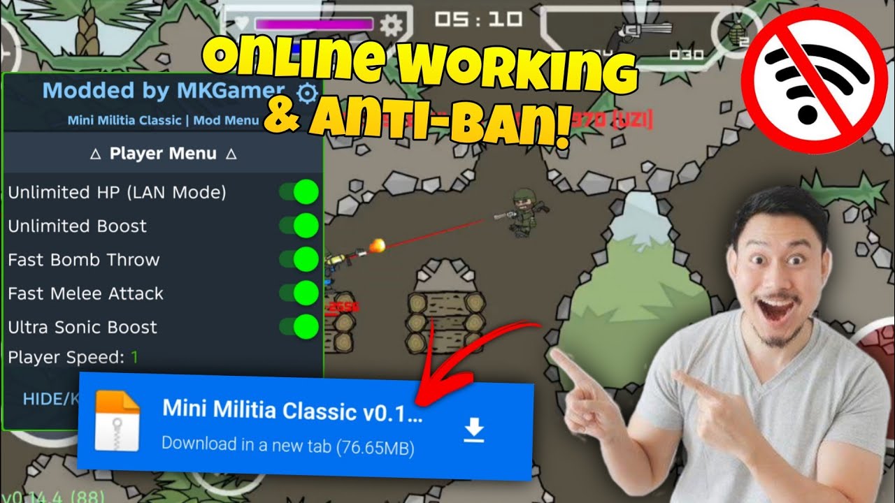 Mini Militia Classic Mod Menu v0.14.4, No Ban, Auto Aim, Unlimited Boost, God Mode, Fire Rate