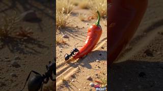Dragging a Giant Chili 🐜🌶️ | Satisfying Macro ASMR #shorts
