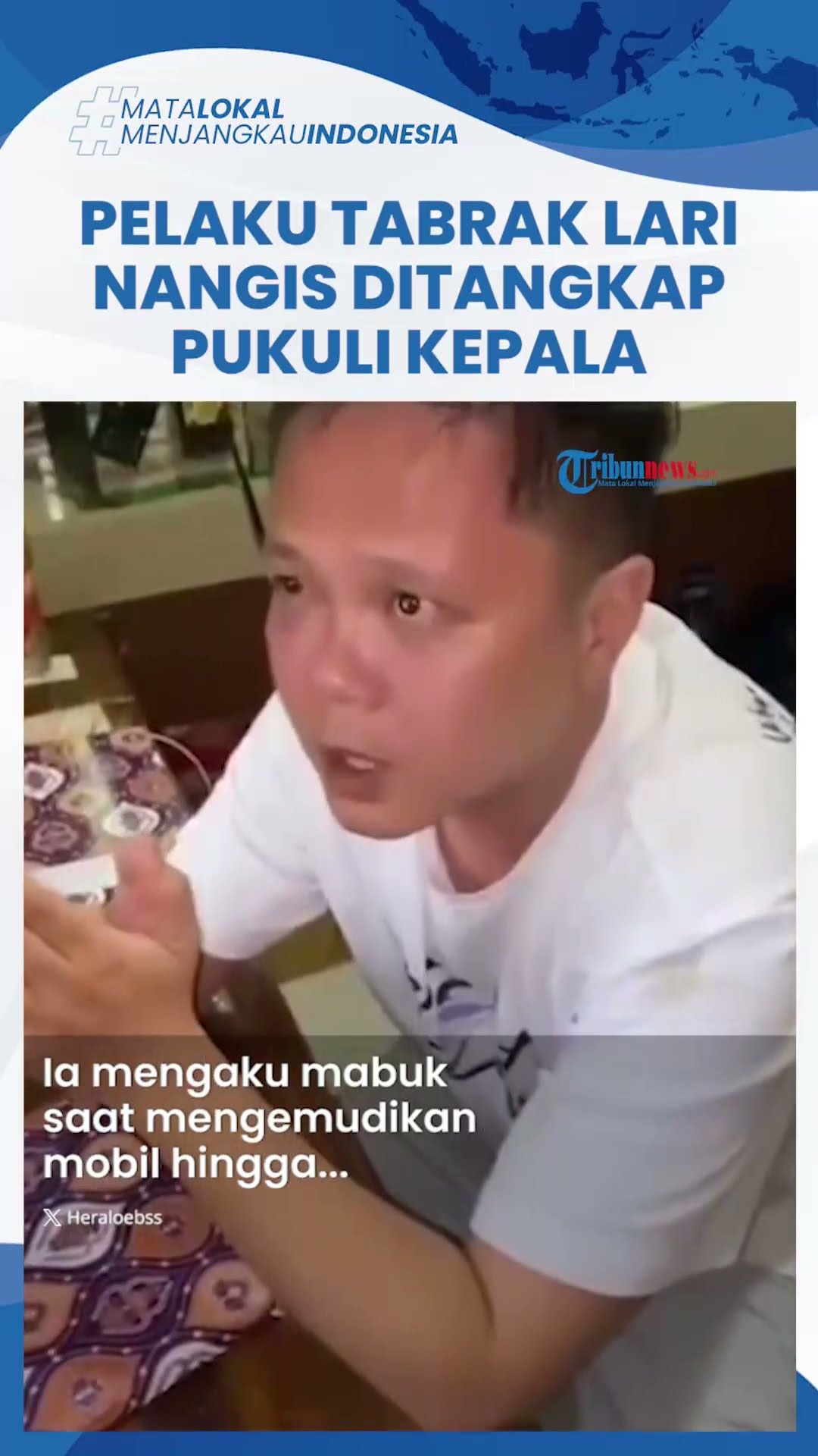 Tampang Pelaku Tabrakan Beruntun di Surabaya, Nangis Pukuli Kepala saat Ditangkap: Korban Tewas