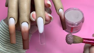 Shades of Brown French Tip Acrylic Nails | Unbox + Swatch Choclit Bar Collection | beautyxmaira