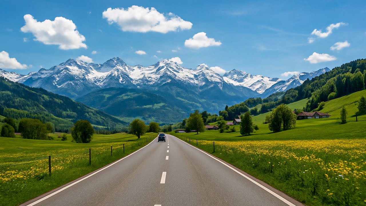 Relaxing Scenic Drive Across Switzerland 🇨🇭✨ Peaceful Roads, Small Villages & Calm Music 🚗🎶