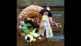 Erka &quot;Varrj velem otthon&quot; Őszi kopogtató varrása rövid videó 😀❤ Autumn door decoration DIY tutorial