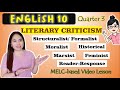 Critique a literary selection  literary approaches  grade 10  melcbased lesson  quarter3