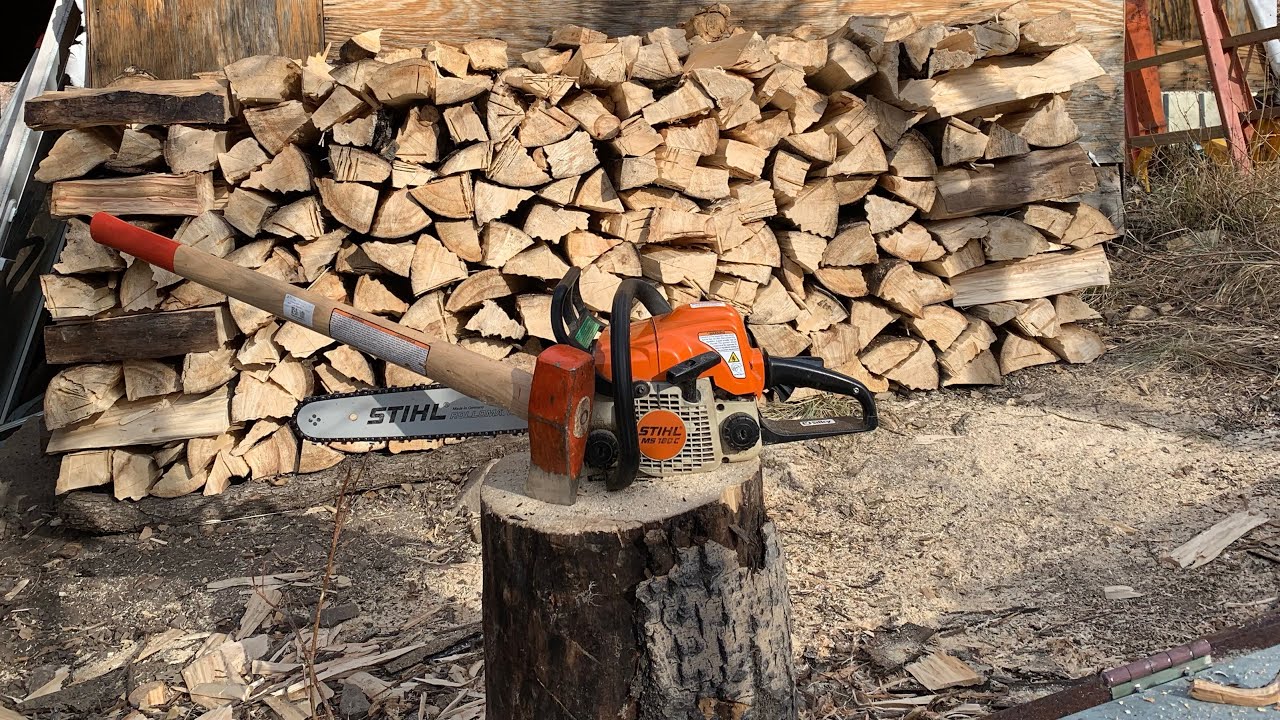 Cutting pine logs & stacking aspen firewood // Stihl Ms 271 - YouTube