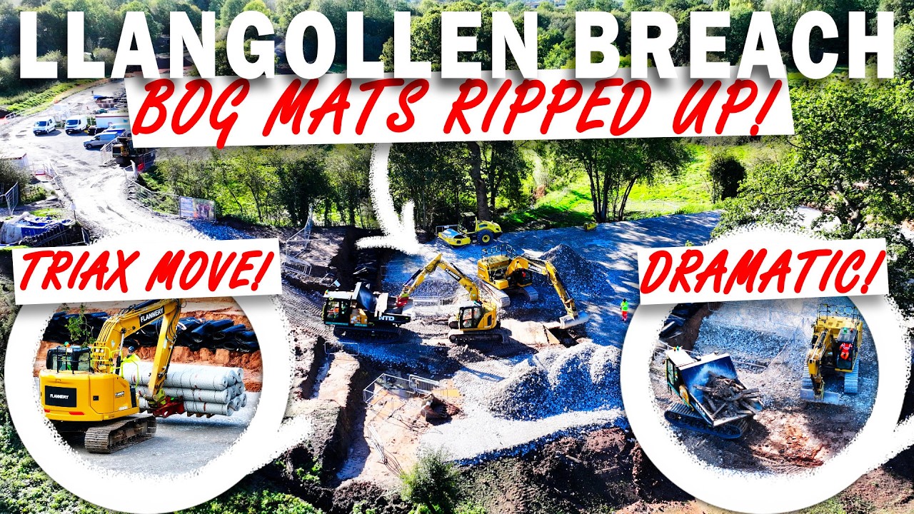 BOG MATS DRAMATICALLY RIPPED UP! TRIAX MOVED TO EMBANKMENT! Llangollen Canal BREACH Update