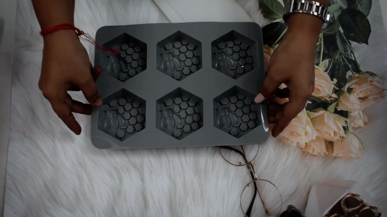 Vedini 6 cavities 3D bee honeycomb soap molds (70-80GRM)