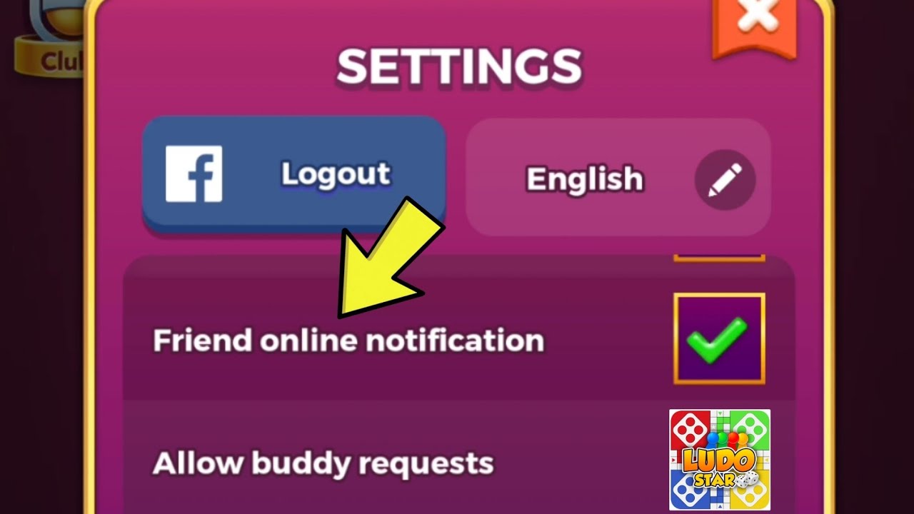how to enable friend online notification Ludo star